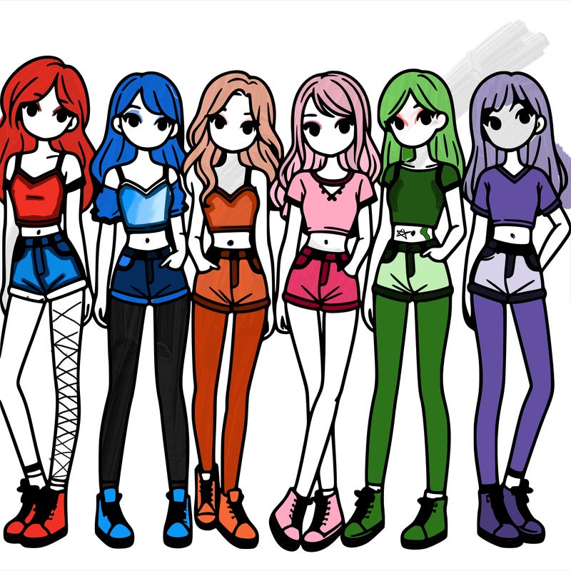 a group of girls wearing crop tops and shorts