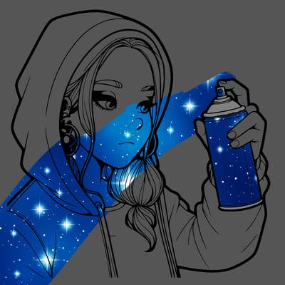 a realistic girl, spray painting