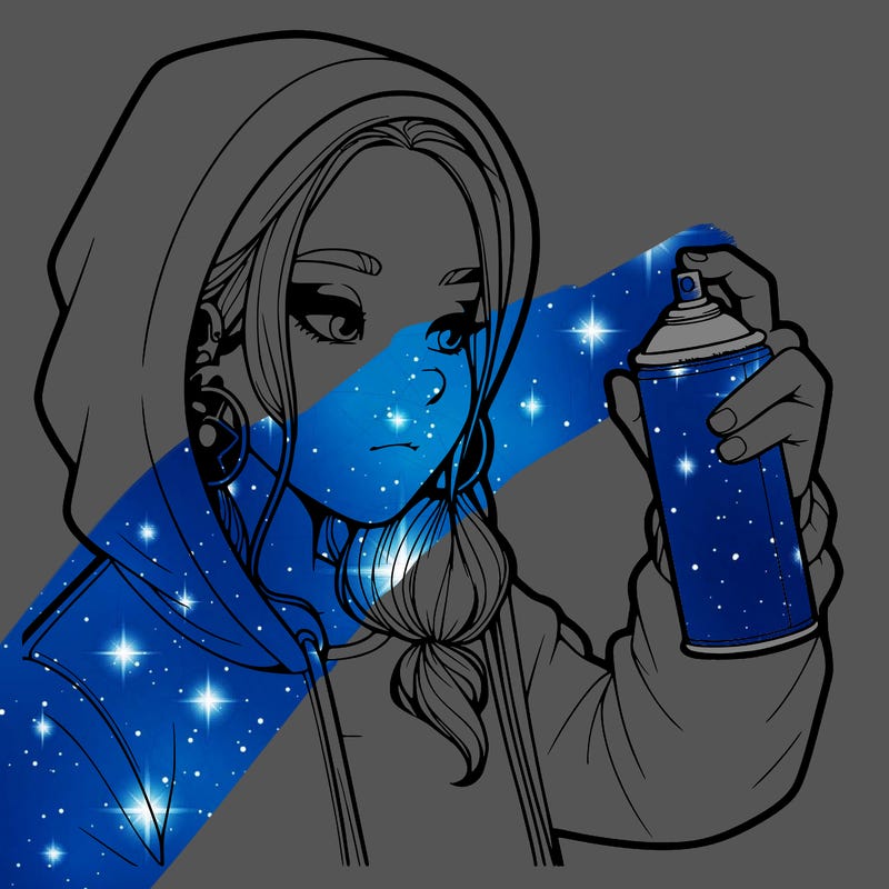 a realistic girl, spray painting