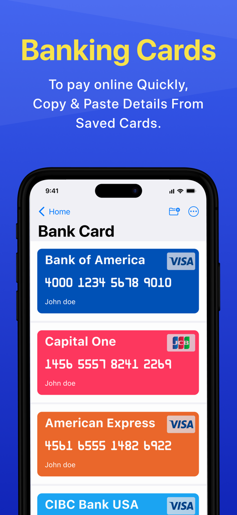 Photo Vault & App Lock Safedoc - Almacenamiento digital seguro para tarjetas bancarias en la aplicación SafeDoc