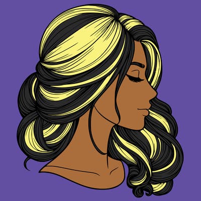 realistic woman's head & hair