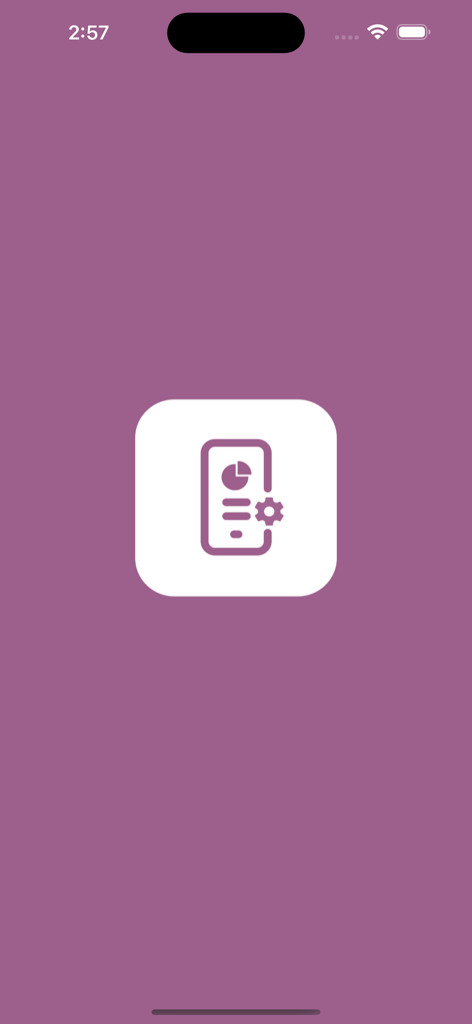 Odoo Mobile App Wrapper - Schermata di avvio di Odoo Mobile App Wrapper con un'icona di smartphone con analisi e impostazioni