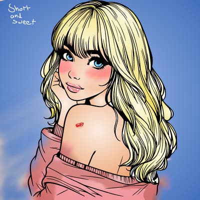 realistic girl with bangs looking over her shoulder