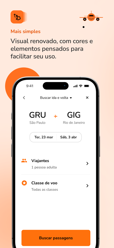 A screenshot of the Smiles app showing a flight search screen for a trip from Sao Paulo to Rio de Janeiro on a mobile device.