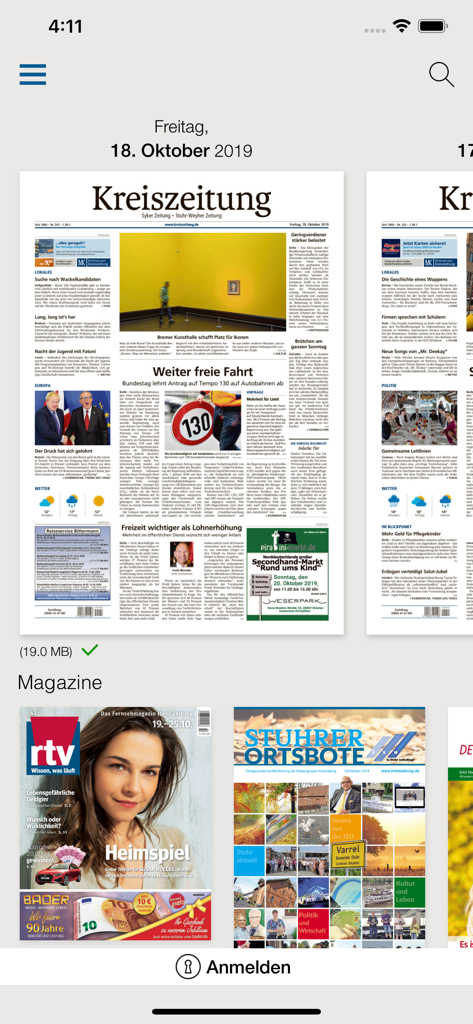MK elona - MK elona mobile App zeigt digitale Zeitungsausgaben und regionale Magazincover an