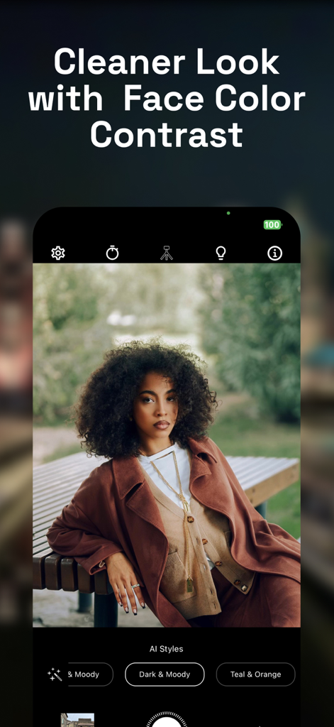 NeuralCam Aperture - A professional smartphone portrait showing NeuralCam Aperture AI face color contrast and editing styles