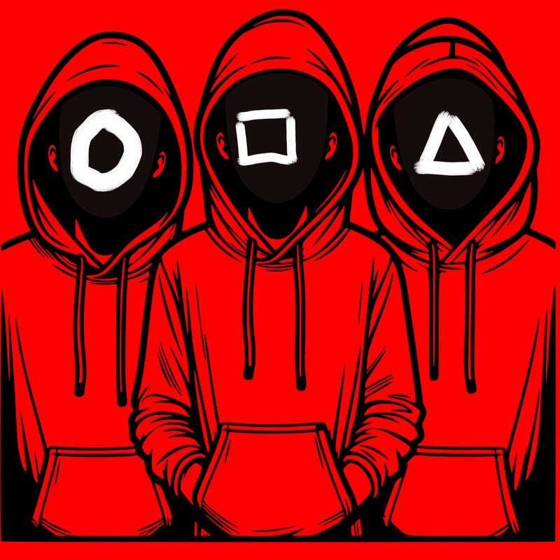 3 faceless people in  hoodies