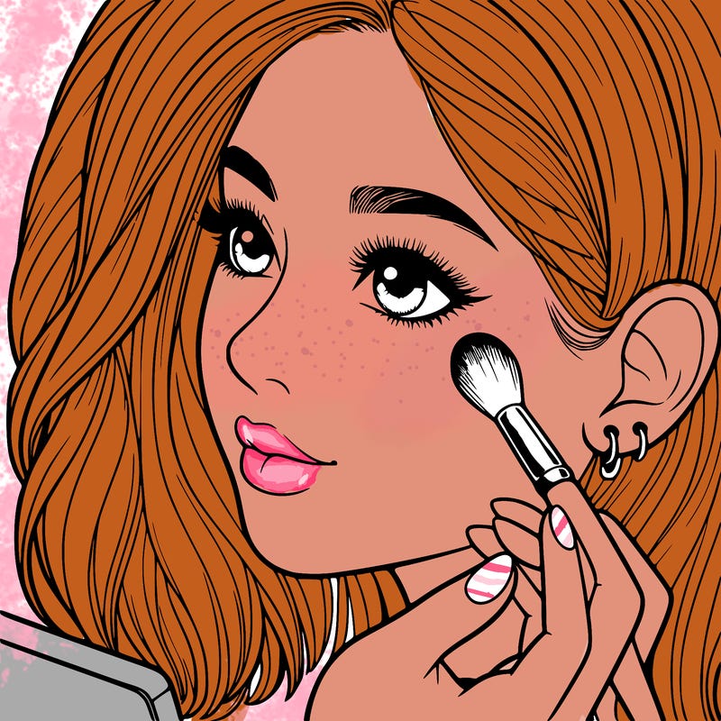 a realistic girl doing her makeup