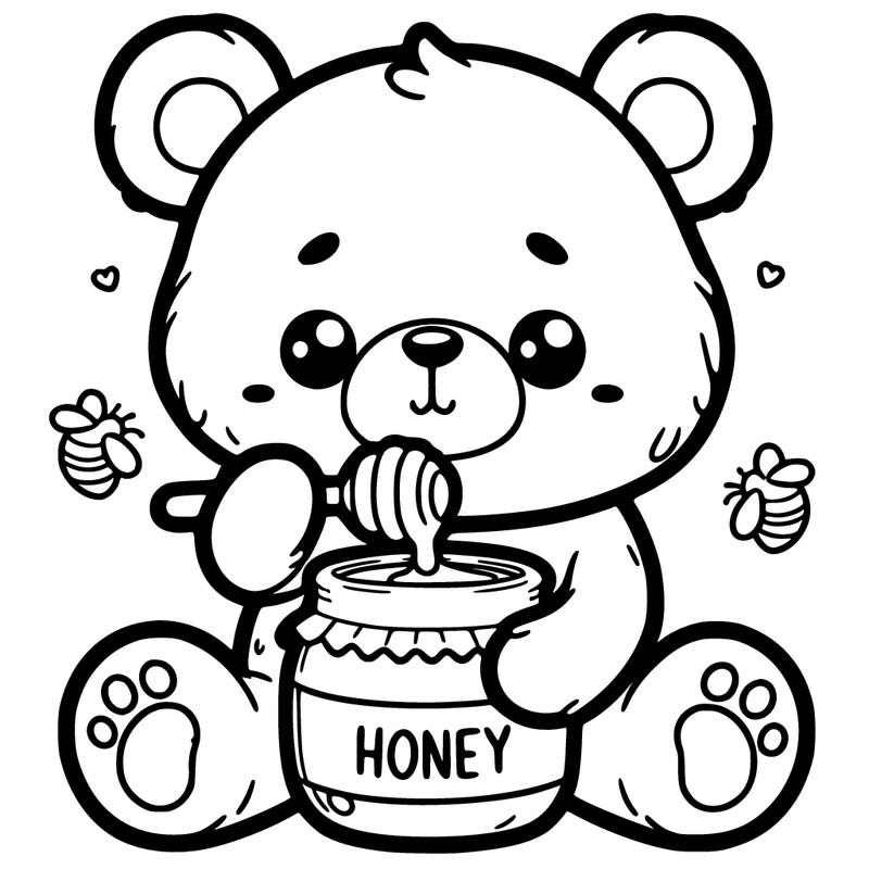 cute bear eating honey
