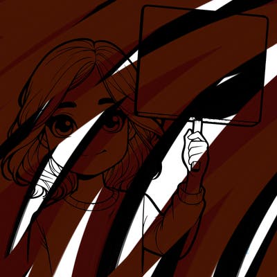 realistic girl holding up a sign