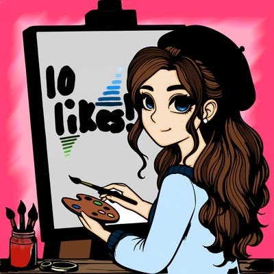 realistic girl artist painting a blank canvas