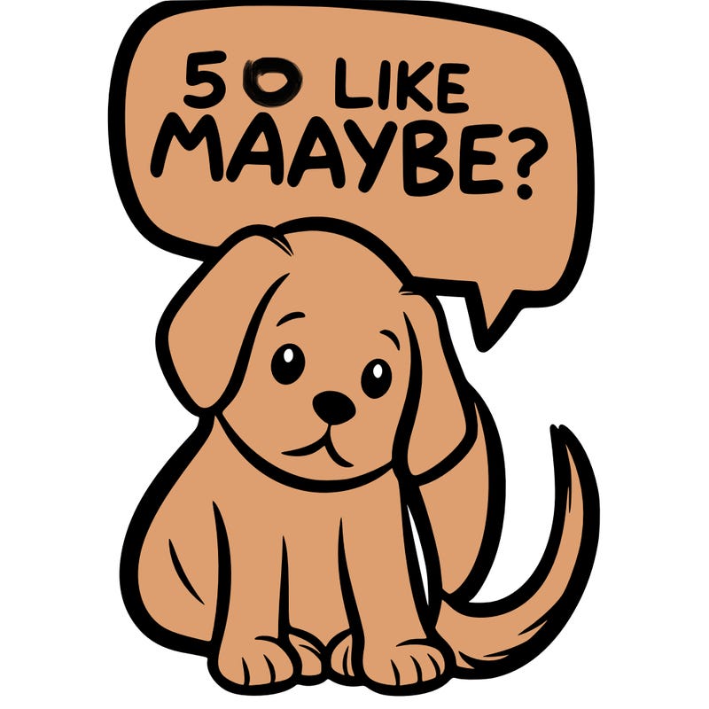 a puppy that says 5 like maybe