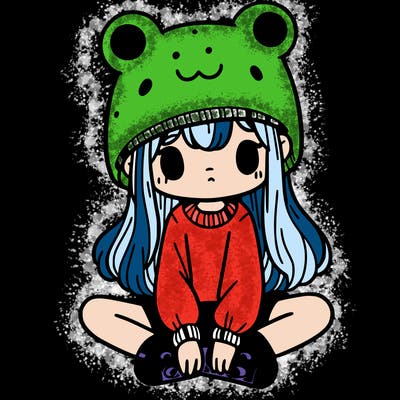 a girl wearing a frog hat and some frog socks