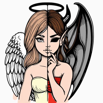 realistic angel half demon