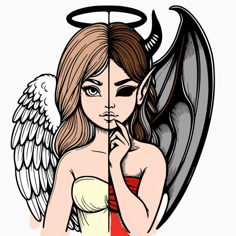 realistic angel half demon
