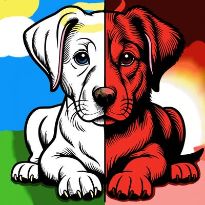 realistic dog split picture