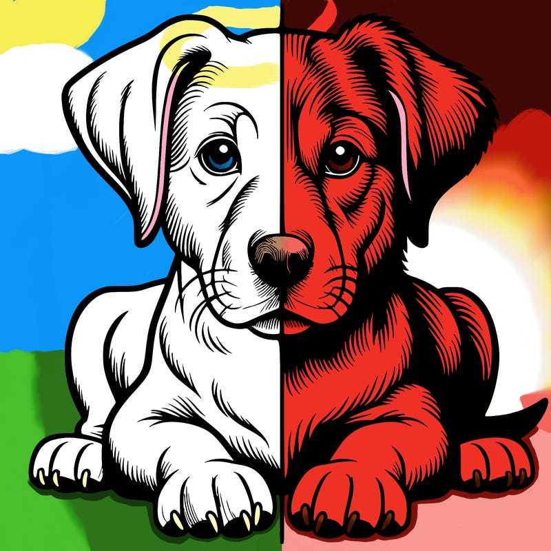 realistic dog split picture