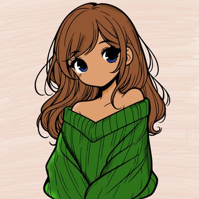 shy pretty girl wearing a sweater that is falling off one shoulder portrait