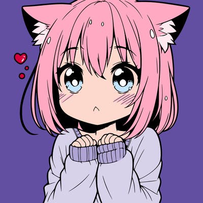 shy anime catgirl