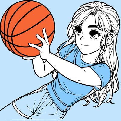 realistic girl playing basketball