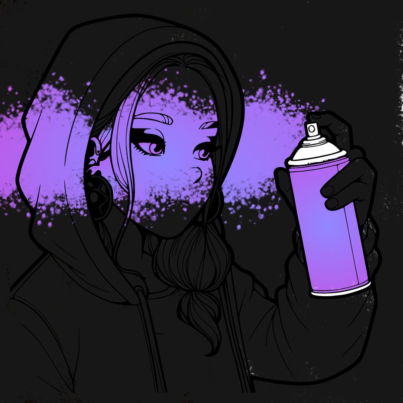 a realistic girl, spray painting