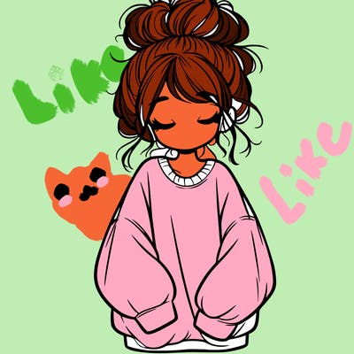 girl with baggy sweatshirt and messy bun