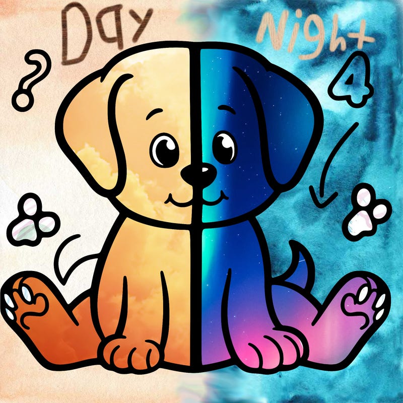 a puppy split into four