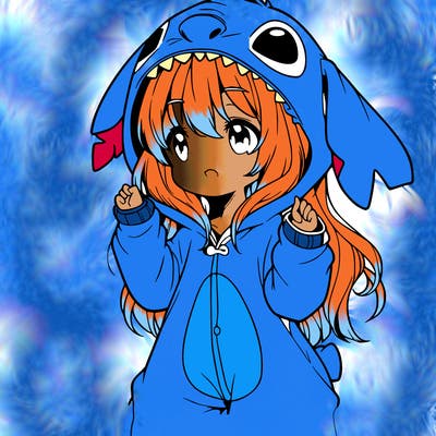 anime girl in a stitch onsie