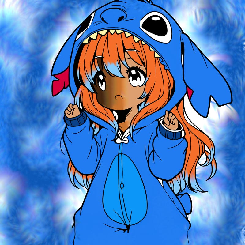 anime girl in a stitch onsie