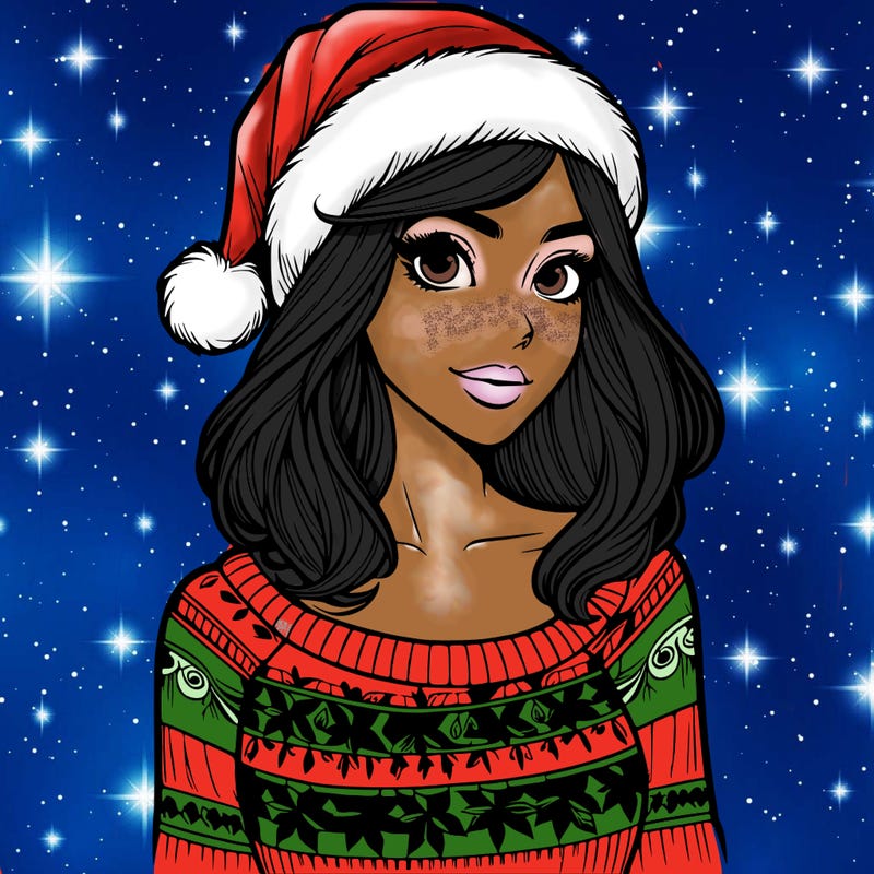 realistic lady in a christmas sweater