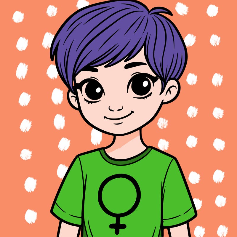 girl with pixie cut and feminist shirt