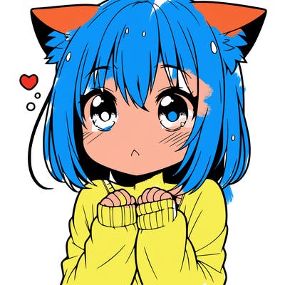 shy anime catgirl