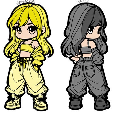 girl in crop top and baggy pants