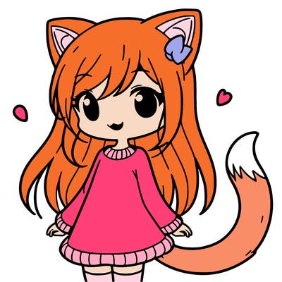 girl with cat ears and tail