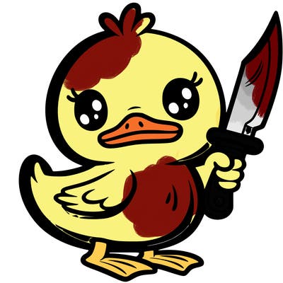 cute duck with a knife