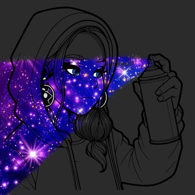 a realistic girl, spray painting