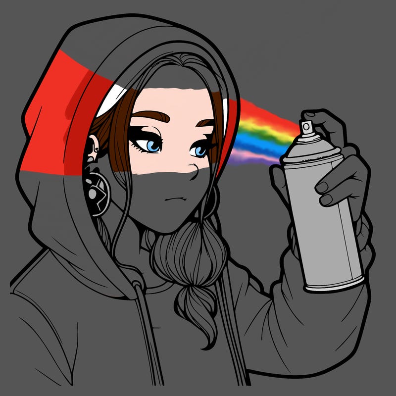 a realistic girl, spray painting