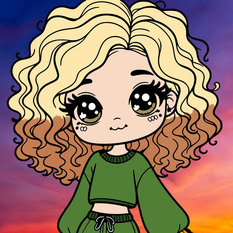 cute girl with cute long sleeve cropped sweatshirt and cute curly hair