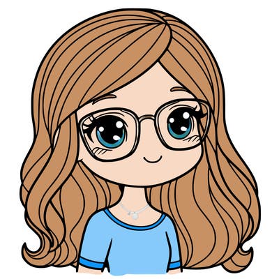 girl with long hair and glasses