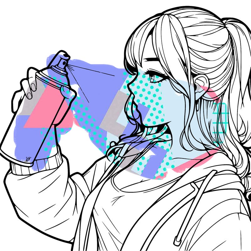 a realistic girl spray, painting