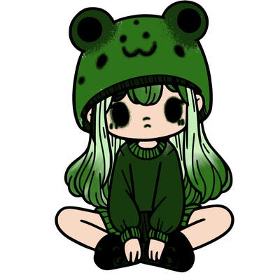 a girl wearing a frog hat and some frog socks
