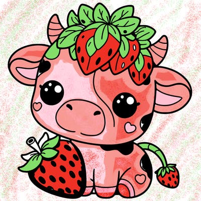 cute strawberry cow