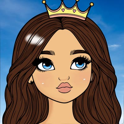 a realistic girl with a crown on