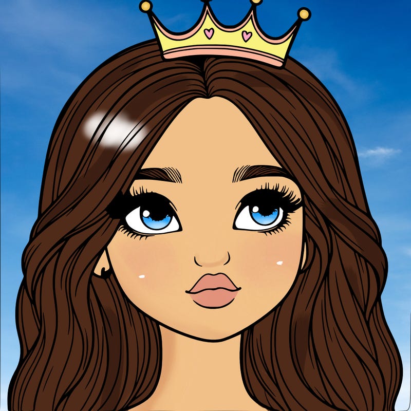 a realistic girl with a crown on