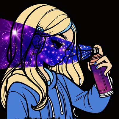 a realistic girl spray painting