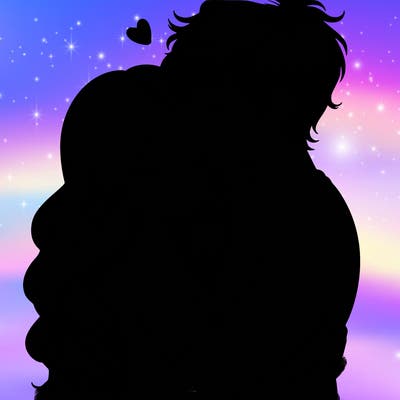 a realistic couple boy and girl hugging and kissing