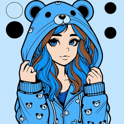 realistic girl in a animal pjs hoodie