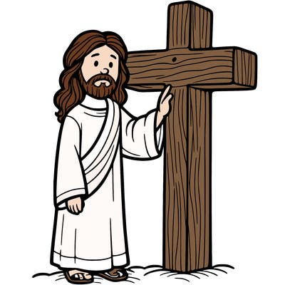 jesus standing beside the cross