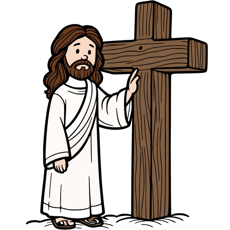 jesus standing beside the cross