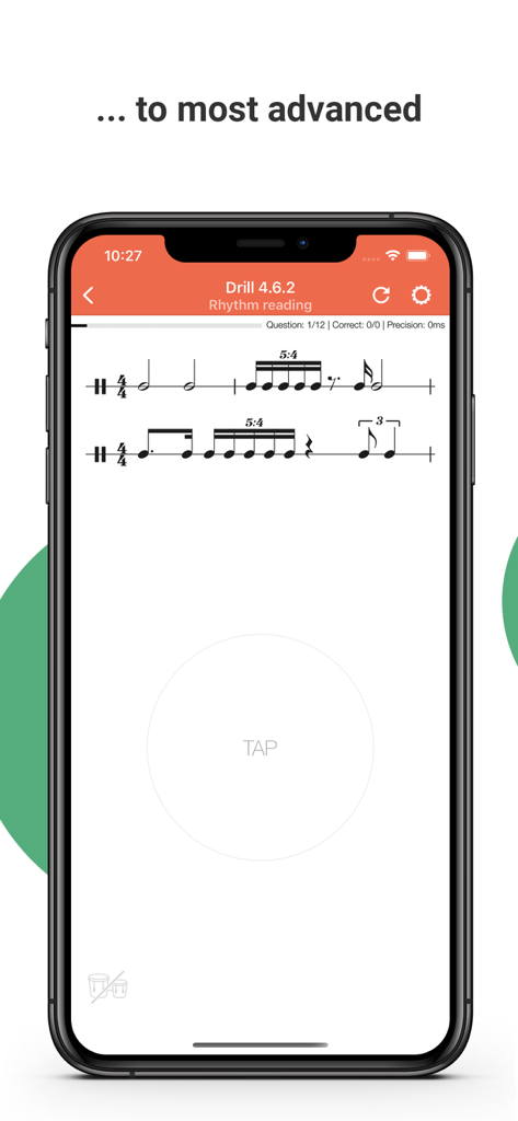Advanced music rhythm reading drill with complex notation in Complete Rhythm Trainer